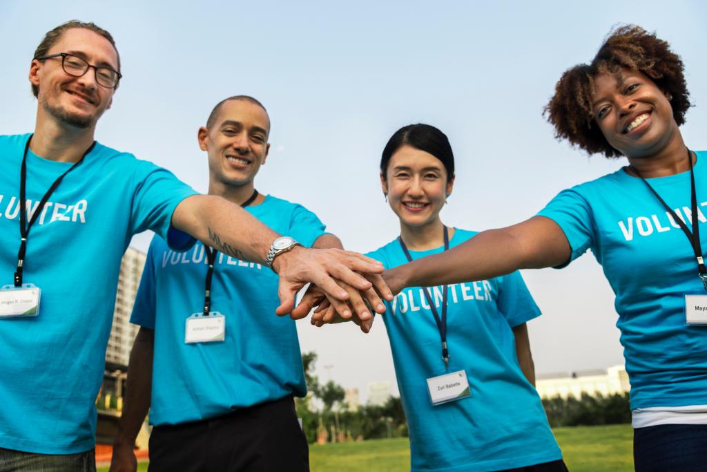 Cheerful volunteers