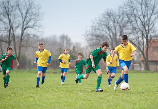 Kids playing soccer