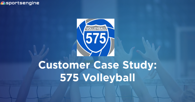 Article image featuring the logo of 575 volleyball and the title: Customer Case Study: 575 Volleyball 